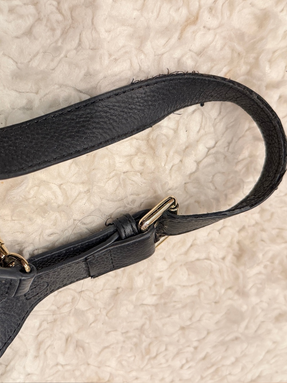 Bandolier Black Pebbled Leather Crossbody and Phone Case with Gold Chain - Picture 4 of 12